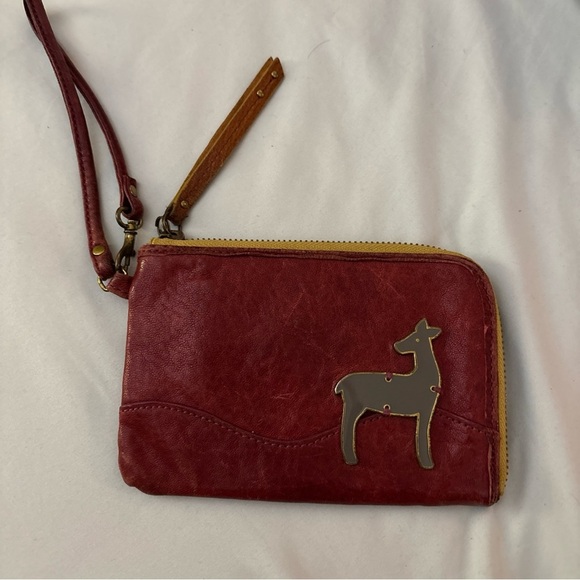 Fossil Lot Red Soft Glove Leather  Shoulder Bag Satchel Wristlet Wallet Purse - Picture 6 of 8